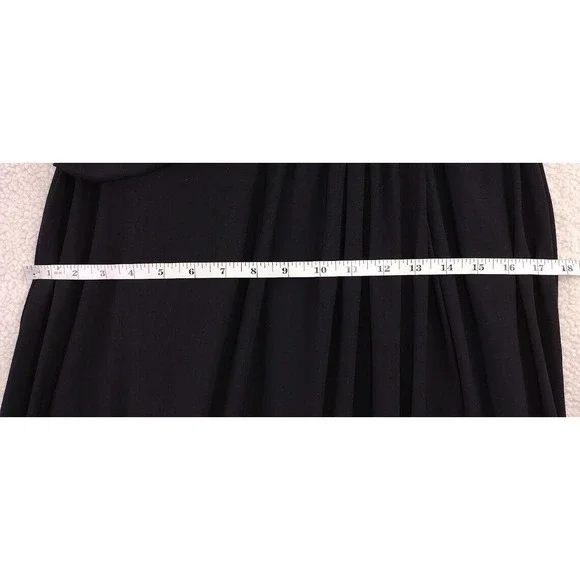 Ieena Mac Duggal 26890 Black V Neck Sleeveless Ruched Maxi Dress Side Slit Sz 6